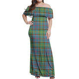 Clan Colville Tartan Off Shoulder Long Dress VL182