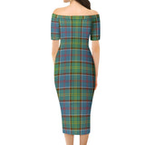 Clan Colville Tartan Off Shoulder Lady Dress VD1025