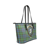 Clan Colville Crest Tartan Leather Tote Bag MT2029