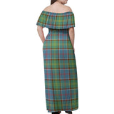 Clan Colville Tartan Off Shoulder Long Dress VL182