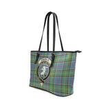 Clan Colville Crest Tartan Leather Tote Bag MT2029