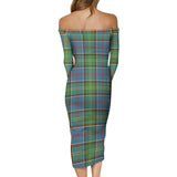 Clan Colville Tartan Off Shoulder Lady Dress VD1025