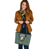 Clan Colville Crest Tartan Leather Tote Bag MT2029