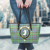 Clan Colville Crest Tartan Leather Tote Bag MT2029