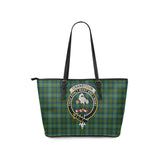 Clan Cranstoun Crest Tartan Leather Tote Bag MT2024