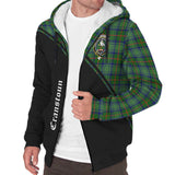 Clan Cranstoun Crest Tartan Sherpa Hoodie Curve Style CE815