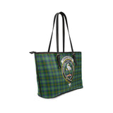 Clan Cranstoun Crest Tartan Leather Tote Bag MT2024