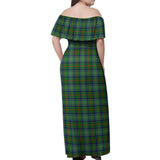 Clan Cranstoun Tartan Off Shoulder Long Dress VL193