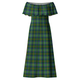 Clan Cranstoun Tartan Off Shoulder Long Dress VL193