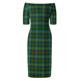 Clan Cranstoun Tartan Off Shoulder Lady Dress VD1015