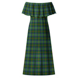 Clan Cranstoun Tartan Off Shoulder Long Dress VL193