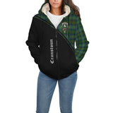 Clan Cranstoun Crest Tartan Sherpa Hoodie Curve Style CE815