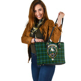 Clan Cranstoun Crest Tartan Leather Tote Bag MT2024