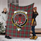 Clan Crawford Modern Crest Tartan Blanket UC172