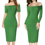 Clan Currie Tartan Off Shoulder Lady Dress VD997