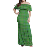 Clan Currie Tartan Off Shoulder Long Dress VL211