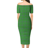 Clan Currie Tartan Off Shoulder Lady Dress VD997