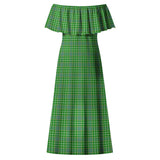 Clan Currie Tartan Off Shoulder Long Dress VL211