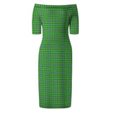 Clan Currie Tartan Off Shoulder Lady Dress VD997