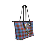 Clan Dalmahoy Crest Tartan Leather Tote Bag MT2007