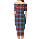 Clan Dalmahoy Tartan Off Shoulder Lady Dress VD996