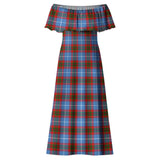 Clan Dalmahoy Tartan Off Shoulder Long Dress VL212