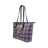 Clan Dalmahoy Crest Tartan Leather Tote Bag MT2007