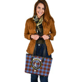 Clan Dalmahoy Crest Tartan Leather Tote Bag MT2007