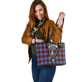 Clan Dalmahoy Crest Tartan Leather Tote Bag MT2007