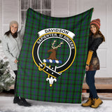 Clan Davidson Crest Tartan Blanket UC195