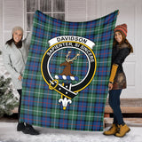 Clan Davidson of Tulloch Crest Tartan Blanket UC194