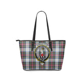 Clan Dennistoun Crest Tartan Leather Tote Bag MT1998