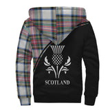 Clan Dennistoun Crest Tartan Sherpa Hoodie Curve Style CE790