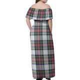 Clan Dennistoun Tartan Off Shoulder Long Dress VL222