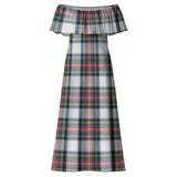 Clan Dennistoun Tartan Off Shoulder Long Dress VL222