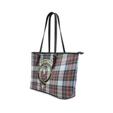 Clan Dennistoun Crest Tartan Leather Tote Bag MT1998