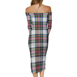 Clan Dennistoun Tartan Off Shoulder Lady Dress VD986