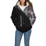 Clan Dennistoun Crest Tartan Sherpa Hoodie Curve Style CE790