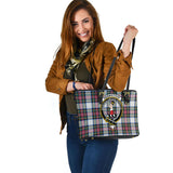 Clan Dennistoun Crest Tartan Leather Tote Bag MT1998