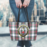 Clan Dennistoun Crest Tartan Leather Tote Bag MT1998