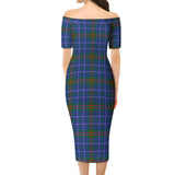 Clan Edmonstone Tartan Off Shoulder Lady Dress VD942