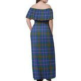 Clan Edmonstone Tartan Off Shoulder Long Dress VL269