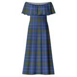 Clan Edmonstone Tartan Off Shoulder Long Dress VL269