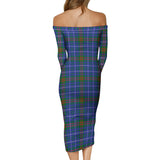 Clan Edmonstone Tartan Off Shoulder Lady Dress VD942