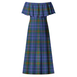 Clan Edmonstone Tartan Off Shoulder Long Dress VL269