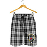 Clan Erskine Black and White Crest Tartan Mens Shorts NS748