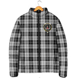 Clan Erskine Black and White Crest Tartan Padded Jacket RF235