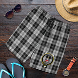 Clan Erskine Black and White Crest Tartan Mens Shorts NS748