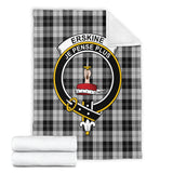 Clan Erskine Black and White Crest Tartan Blanket UC237