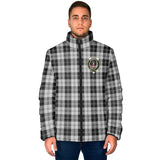 Clan Erskine Black and White Crest Tartan Padded Jacket RF235